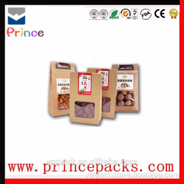 Kraft Paper Stand up Pouches with Resealable Zipper,Kraft Paper Stand up Bag with Oval Clear